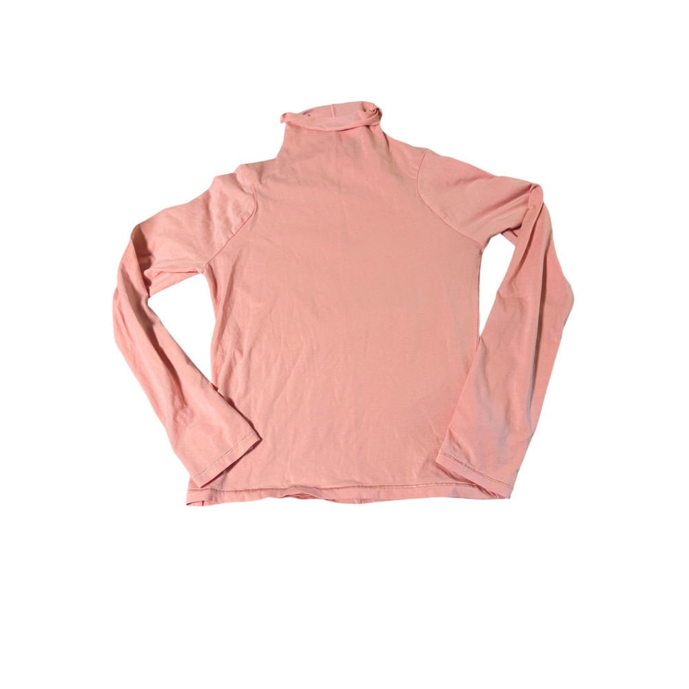 NWOT Athleta Girl Size Large 12 Pink High Neck Long Sleeve Shirt Pink Cotton‎